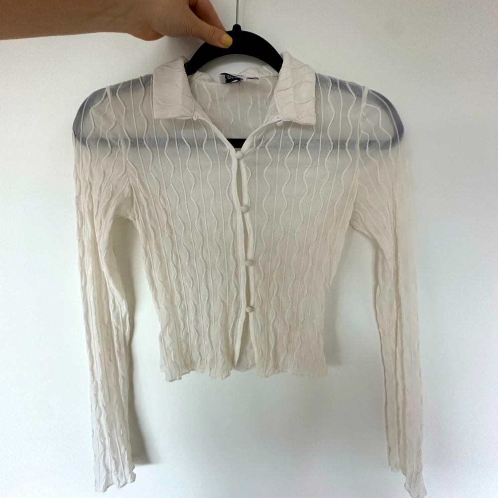 Princess polly white sheer long sleeve
